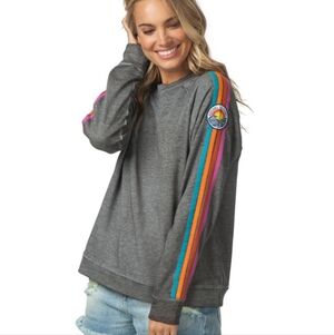 Ripcurl Gray rainbow Stripe Lightweight Sweatshirt - Medium